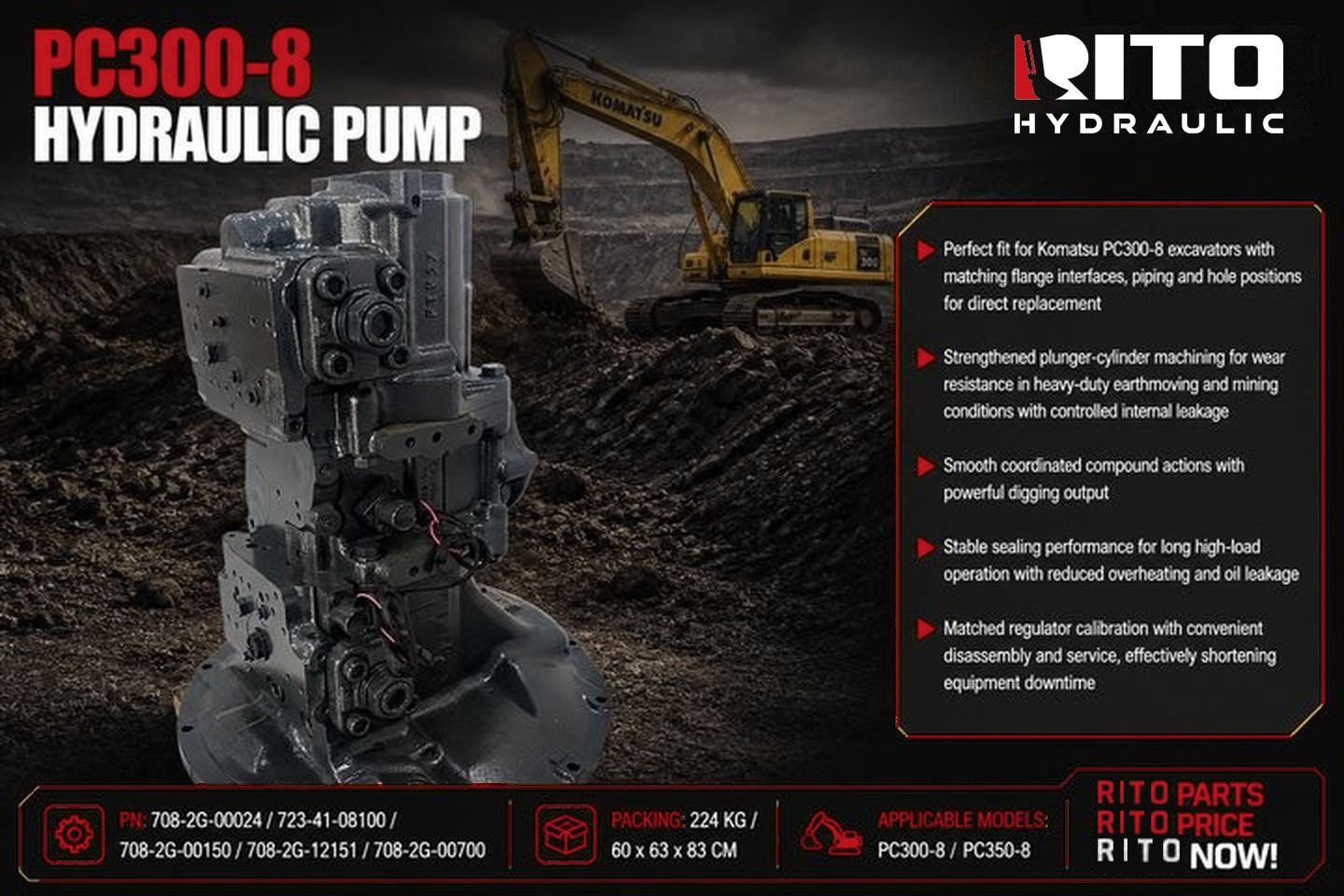 Bomba hidráulica Komatsu PC300-8 / PC350-8: qué número 708-2G encaja y por qué siguen apareciendo números de PC300-7