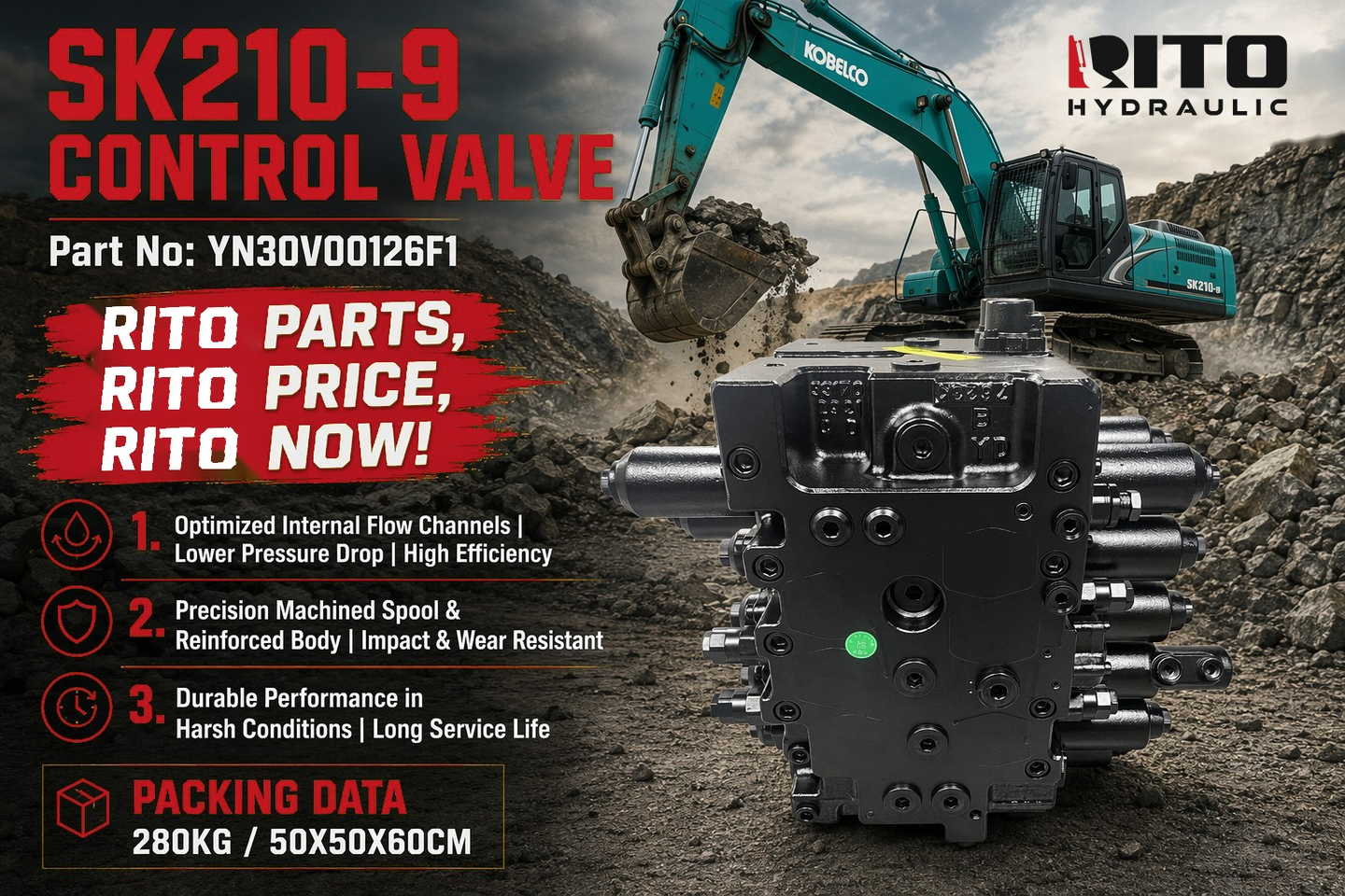 Válvula de control para Kobelco SK200/SK210/SK220/SK250/SK260: YN30V00101F5 vs YN30V00126F1 — Cómo elegir la correcta (Guía 2026)