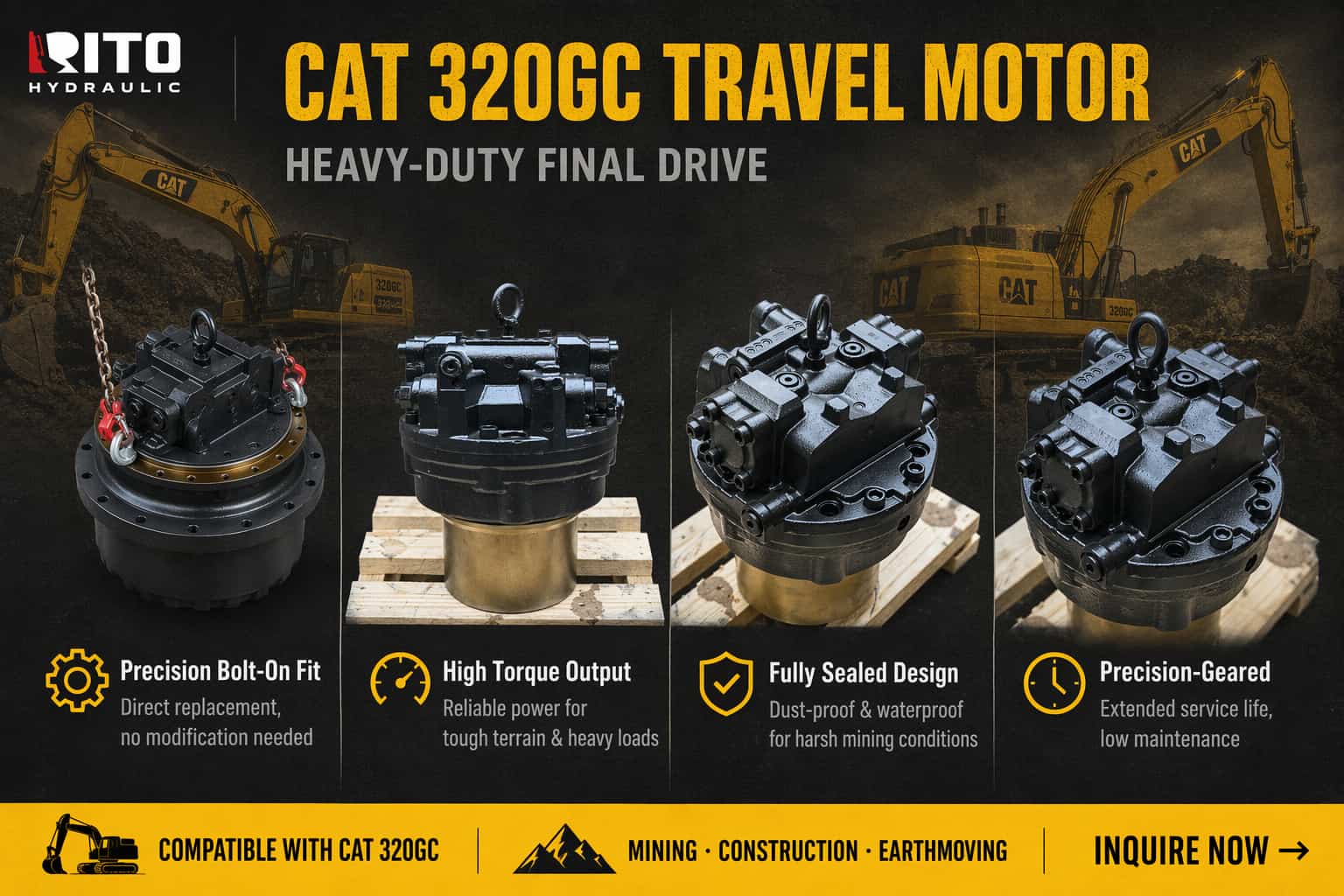 Motor de traslación (mando final) Caterpillar 320 GC: especificaciones, características y guía de compra (2026)