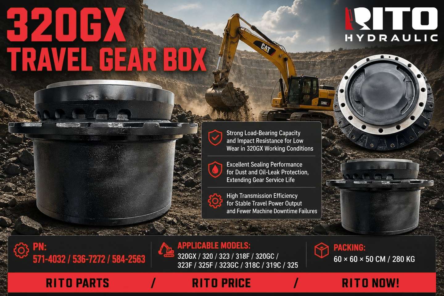 ¿Cuándo debería reemplazar la caja de engranajes del mando final de una Caterpillar 320 GX?