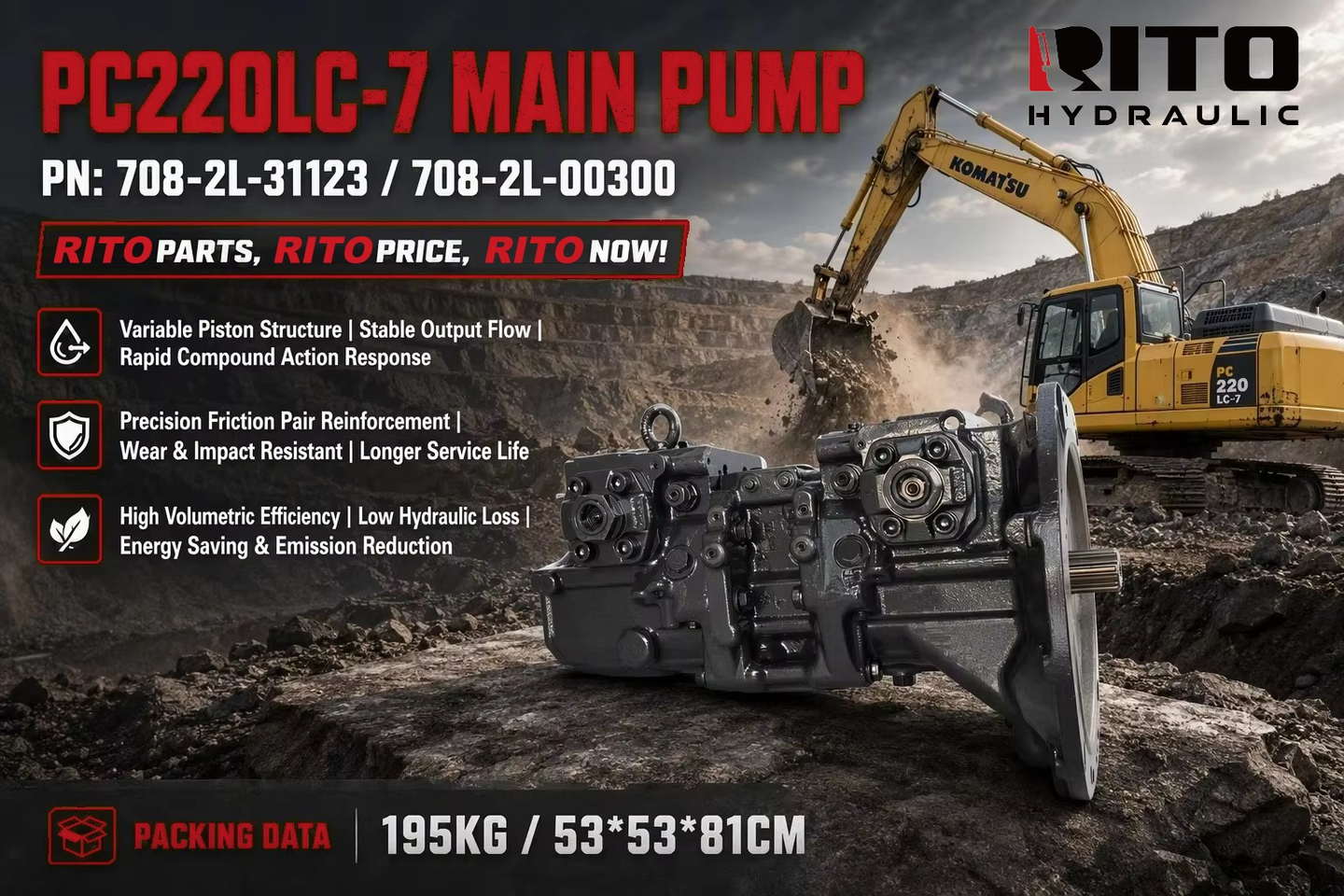 ¿Qué es la bomba principal HPV95 para Komatsu PC200-7? ¿Y cuál es la diferencia entre 708-2L-31123 y 708-2L-00300?