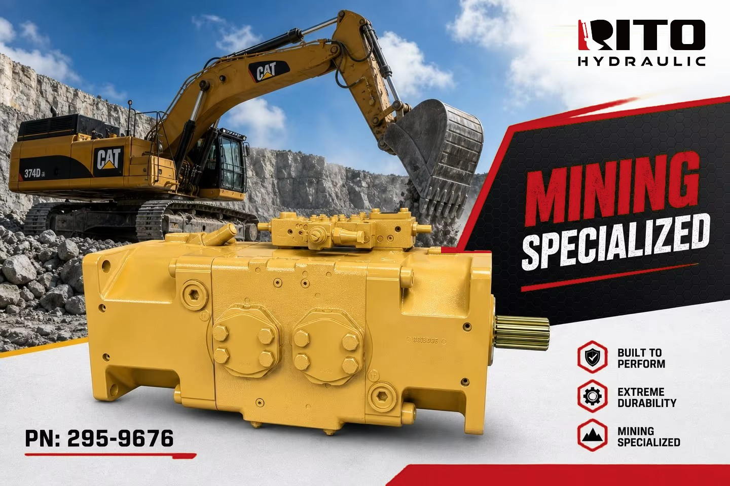 Bomba principal CAT 374D explicada: qué significa A20VLO260 y sistemas de tres bombas frente a doble bomba
