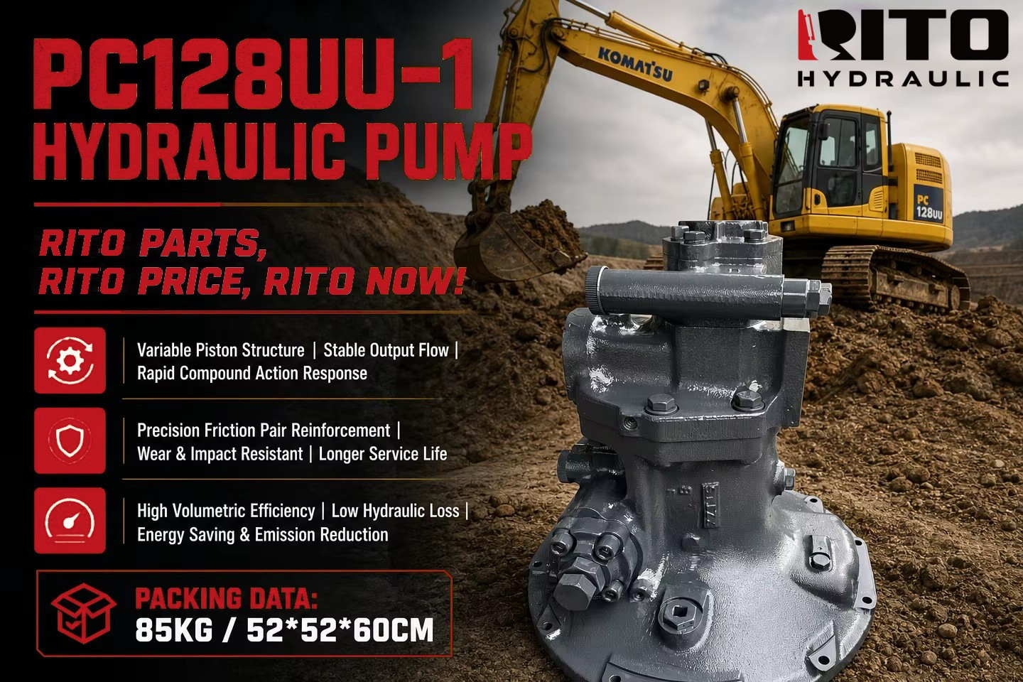 Bomba hidráulica Komatsu PC128UU-1: revivir una máquina antigua, guía de selección y errores comunes