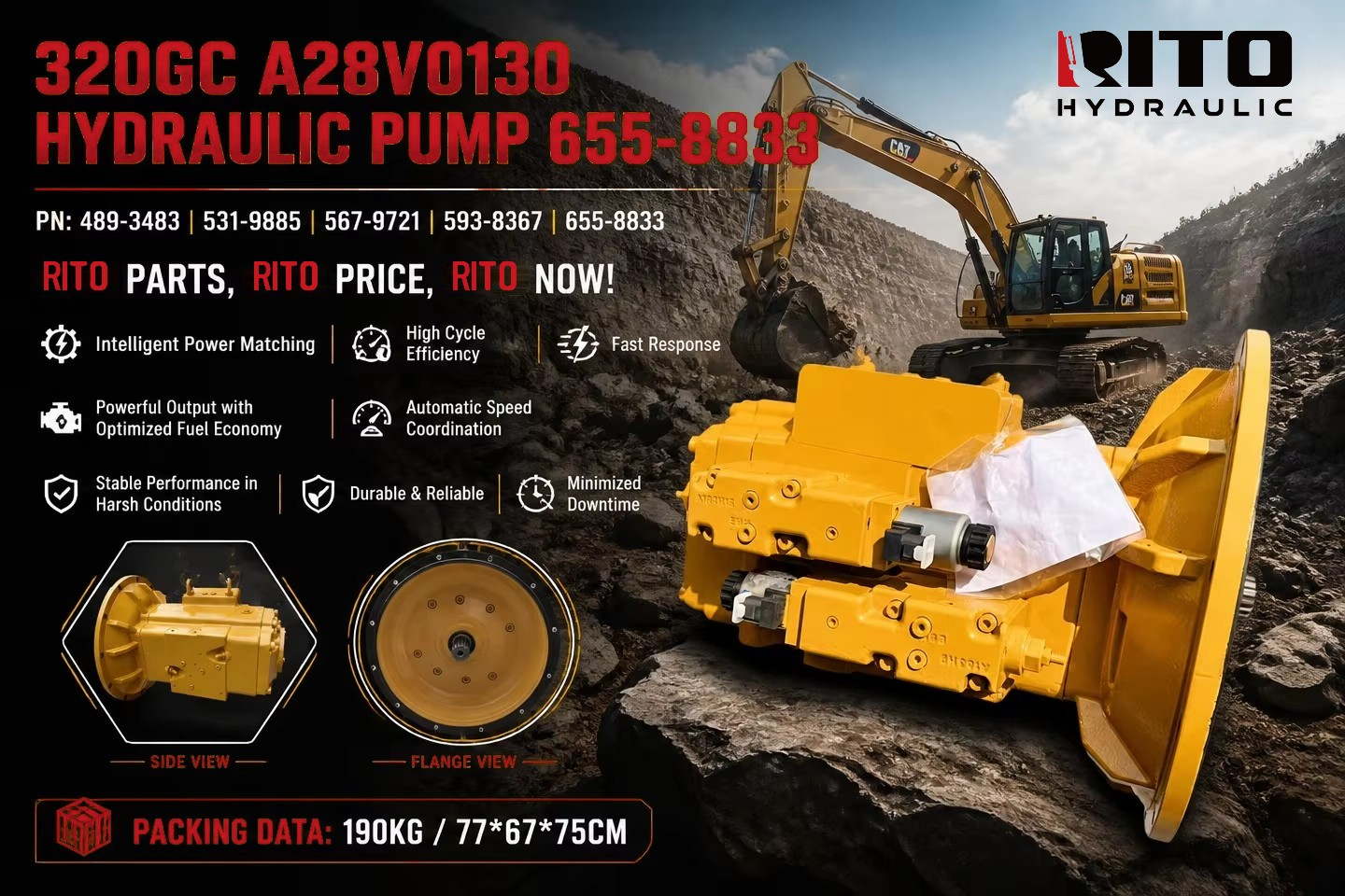 Bomba hidráulica CAT 320GC (A28VO130 / 655-8833): fallos clásicos y la solución para ahorrar dinero