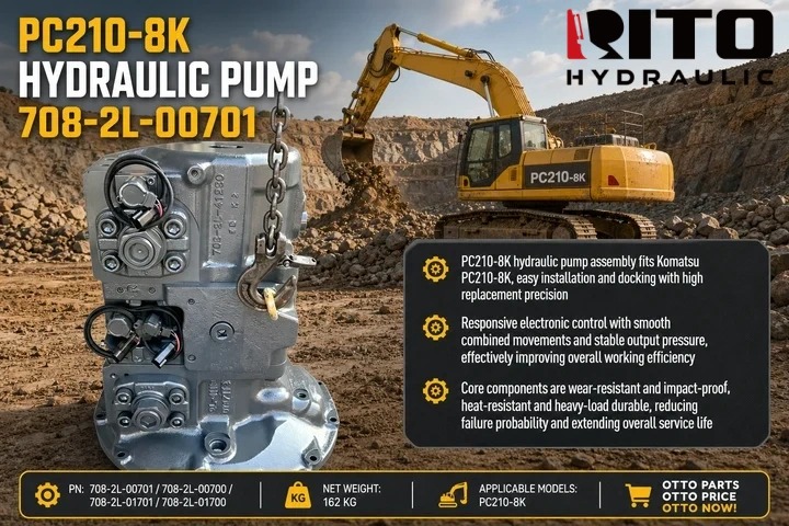 Conjunto de bomba hidráulica Komatsu PC210-8K (708-2L-00701): Guía de control electrónico y reemplazo (2026)