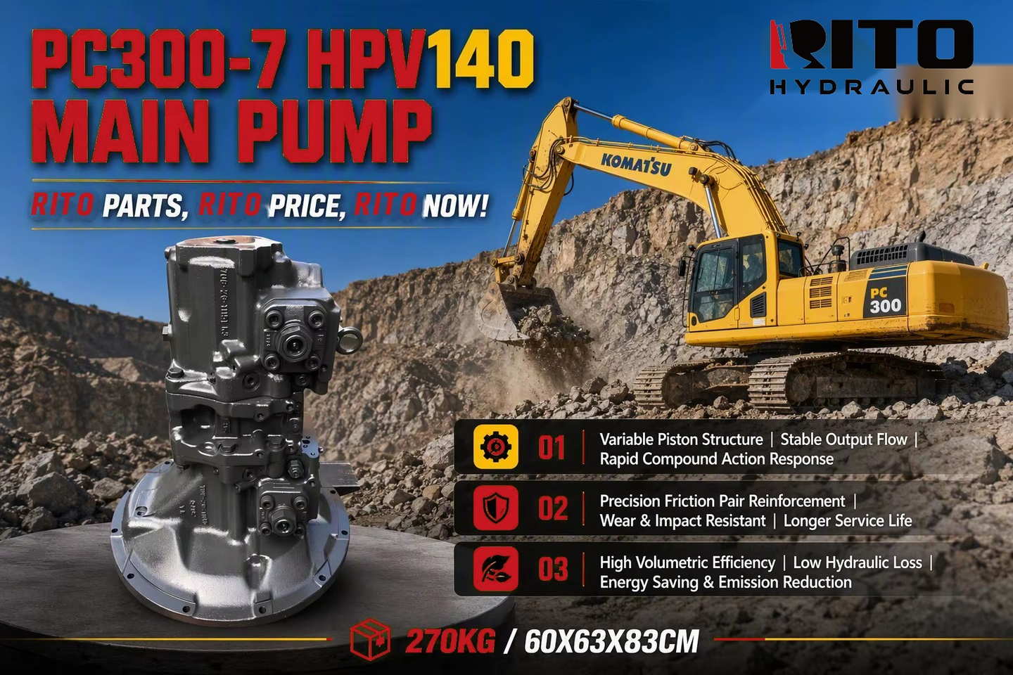 Números de pieza OEM de la bomba hidráulica para Komatsu HPV140: Explicación de más de 20 números en la serie 708-2G